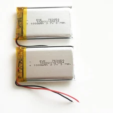 Lots 2 pcs 3.7V 1000mAh 753050 Lipo Li Polymer Rechargeable Battery For Mp3 GPS
