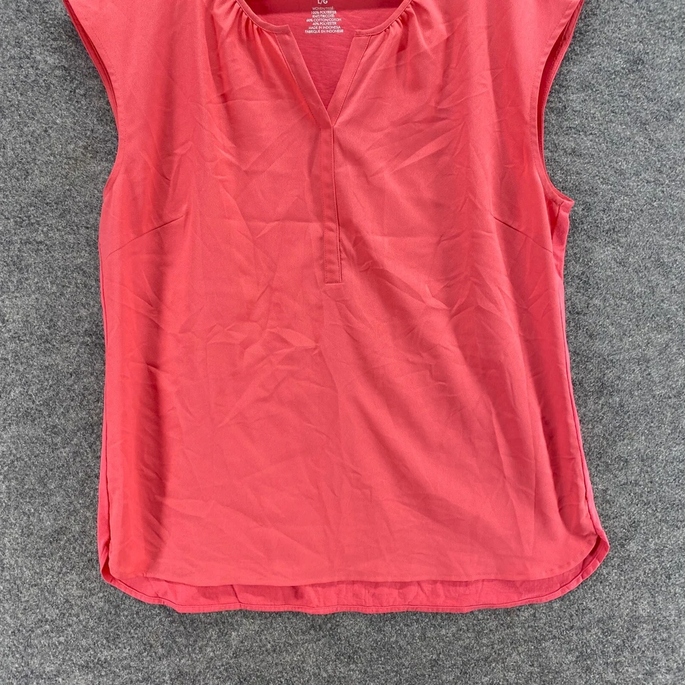 Blusa Van Heusen Mujer L Grande Rosa Cuello en V Sin Mangas Correa Ancha Pullover Foto 4 de 4