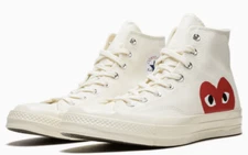 Converse x COMME des GARCONS Chuck 70 Hi Milk  White Red 150205C Men's 7-12