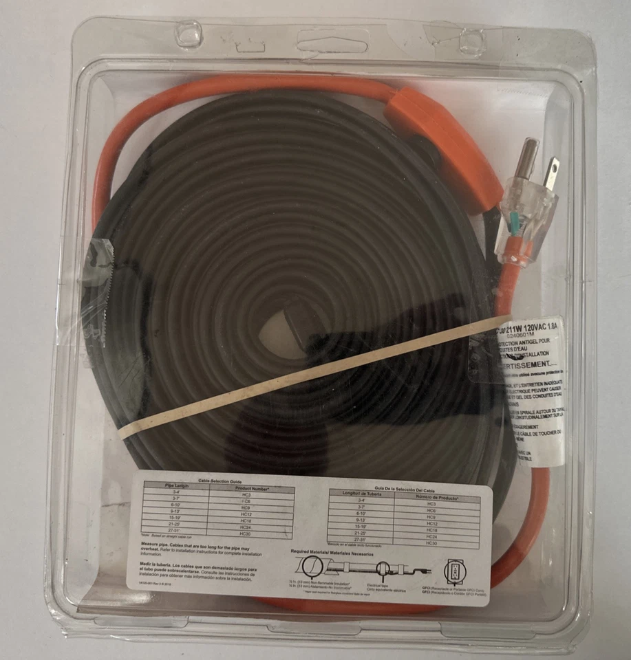 Kit de cable de calor eléctrico automático Frost King 30 pies, 120 V, 7 vatios por pie... Foto 2 de 2