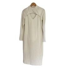 Socialite Knit Sweater Dress with Long Sleeve White Size L