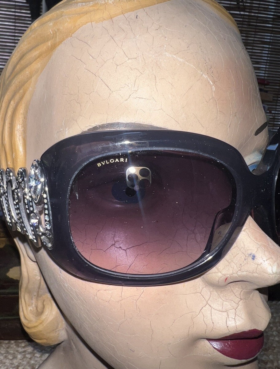 Vintage Bvlgari GRAY DARK BLUE Heavy Rhinestone Sunglasses