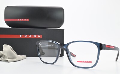 PRADA LINEA ROSSA Brille VPS 06P 55-18 CZH-101 145 Grau Blau Viereck Large OVP