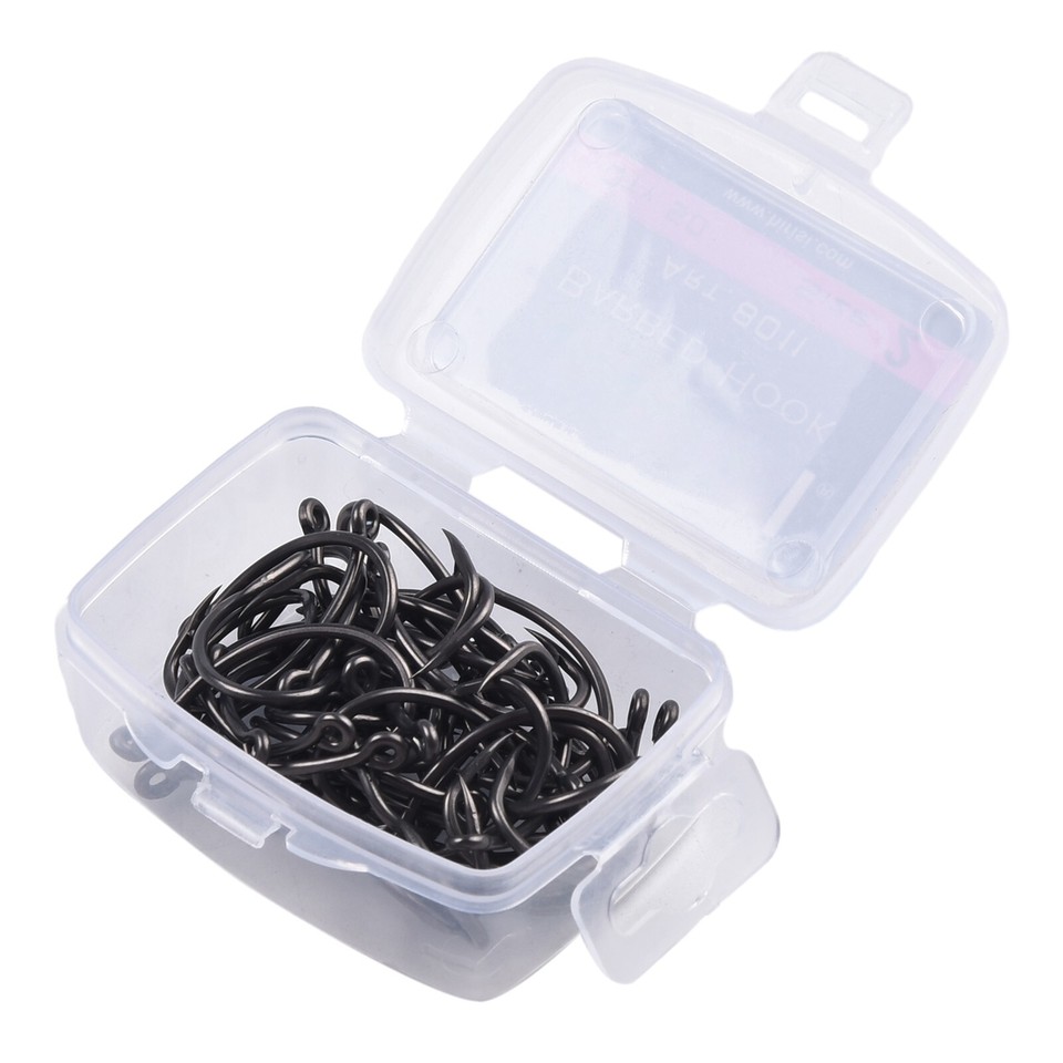 Portable Coarse Fishing Sporting Hooks Eyed Barbed Curve Shank Terminal