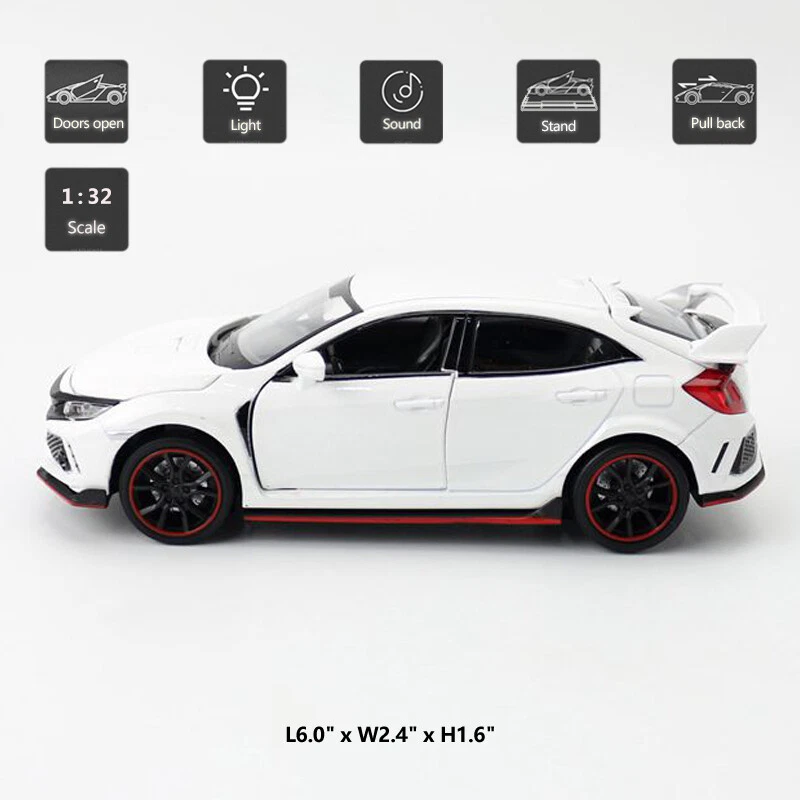 1:32 Honda Civic Type R Model Car Diecast Toy Cars Toys for Boys Kids Gifts - Image 2 of 4