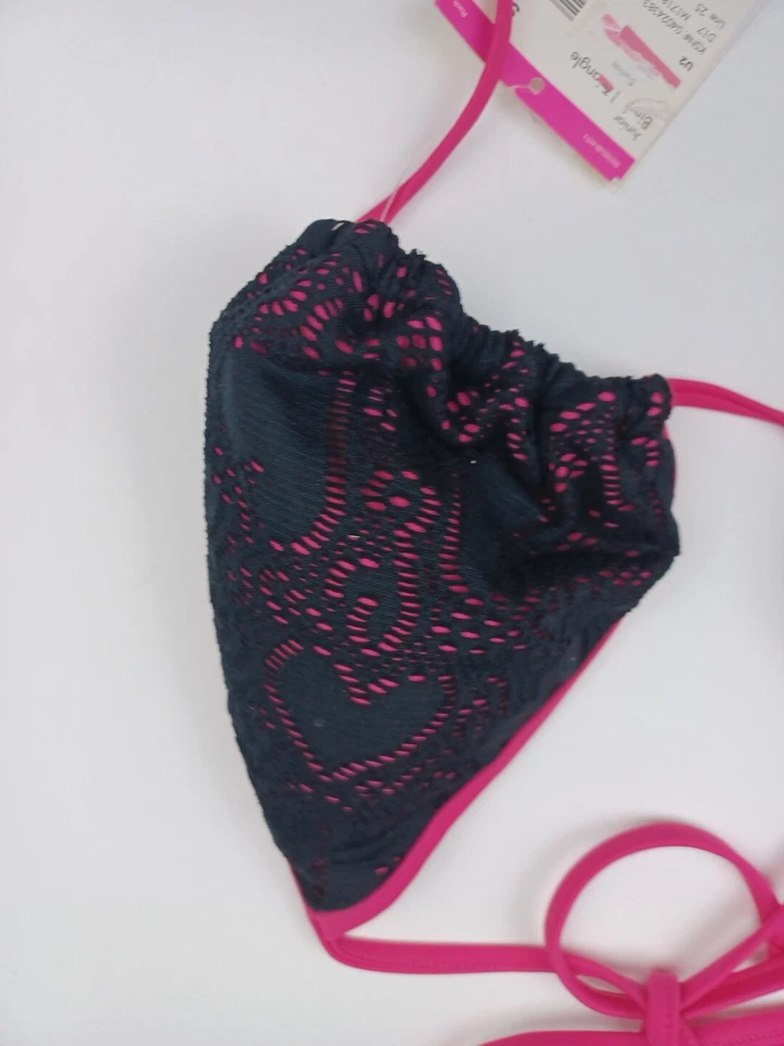 NUEVO Grande Juniors Mujeres Joe Boxer Triángulo Bikini Traje de Baño Top Rosa Negro Corazones Foto 4 de 4