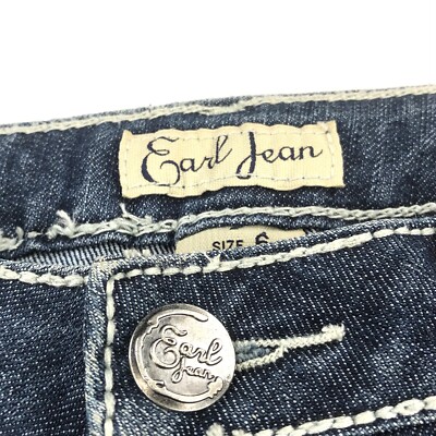 Earl Jean Cuffed Shorts Womens 6 Rhinestones Thick Stitch