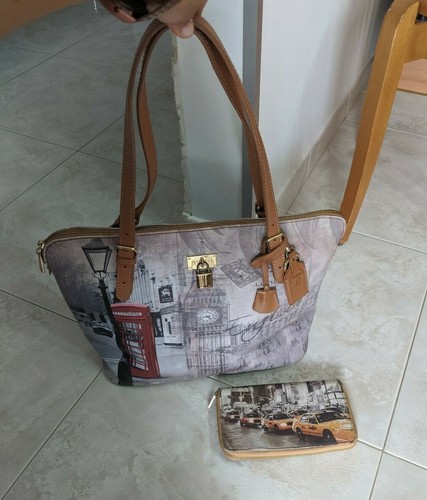 Ynot Borsa Donna Shopping 3 Zip Borsa a Spalla 2 Manici Stampata Borsa-  CommercioVirtuoso.it
