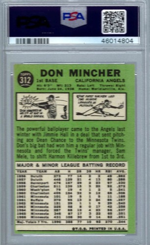 1967 Topps #312 PSA 8 Don Mincher Angels 312 - Bild 2 von 2