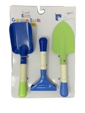 3 Count Kids Garden Tools Set Spade Rake Shovel 8.5" Blue  Green