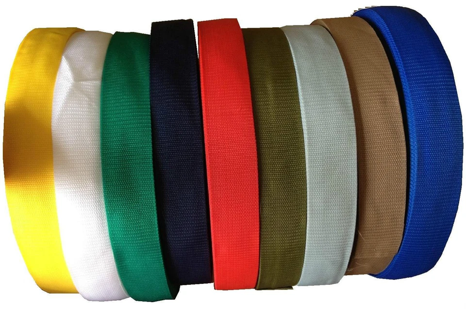 POLYPROPYLENE WEBBING STRAP TAPE CHOICE OF COLOUR WIDTH AND LENGTH