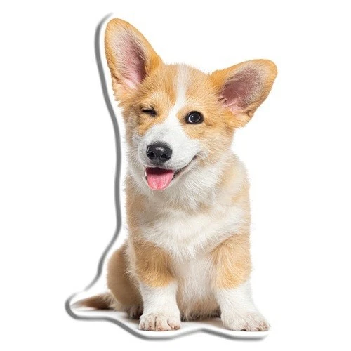 Brauner Hund Corgi Plüsch Formkissen Dekokissen 45 x 25 cm - Bild 1 von 1