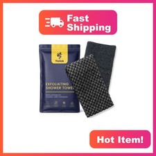 Yiclick Exfoliating Washcloth Back Scrubber, Black 2 Count