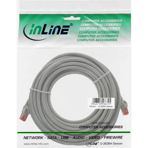 5x InLine Patchkabel, S/FTP (PiMf), Cat.6, 250MHz, PVC, CCA, grau, 10m - Afbeelding 2 van 2