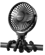 Portable Stroller Fan Rechargeable USB Personal Clip On Fans, 360  Rotate Black