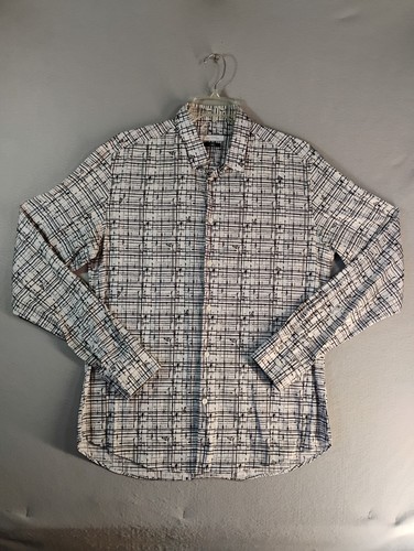 Gianni Versace Mens Shirt 17.5 44 White Black Slim Fit Long Sleeve Button Up - Picture 11 of 11