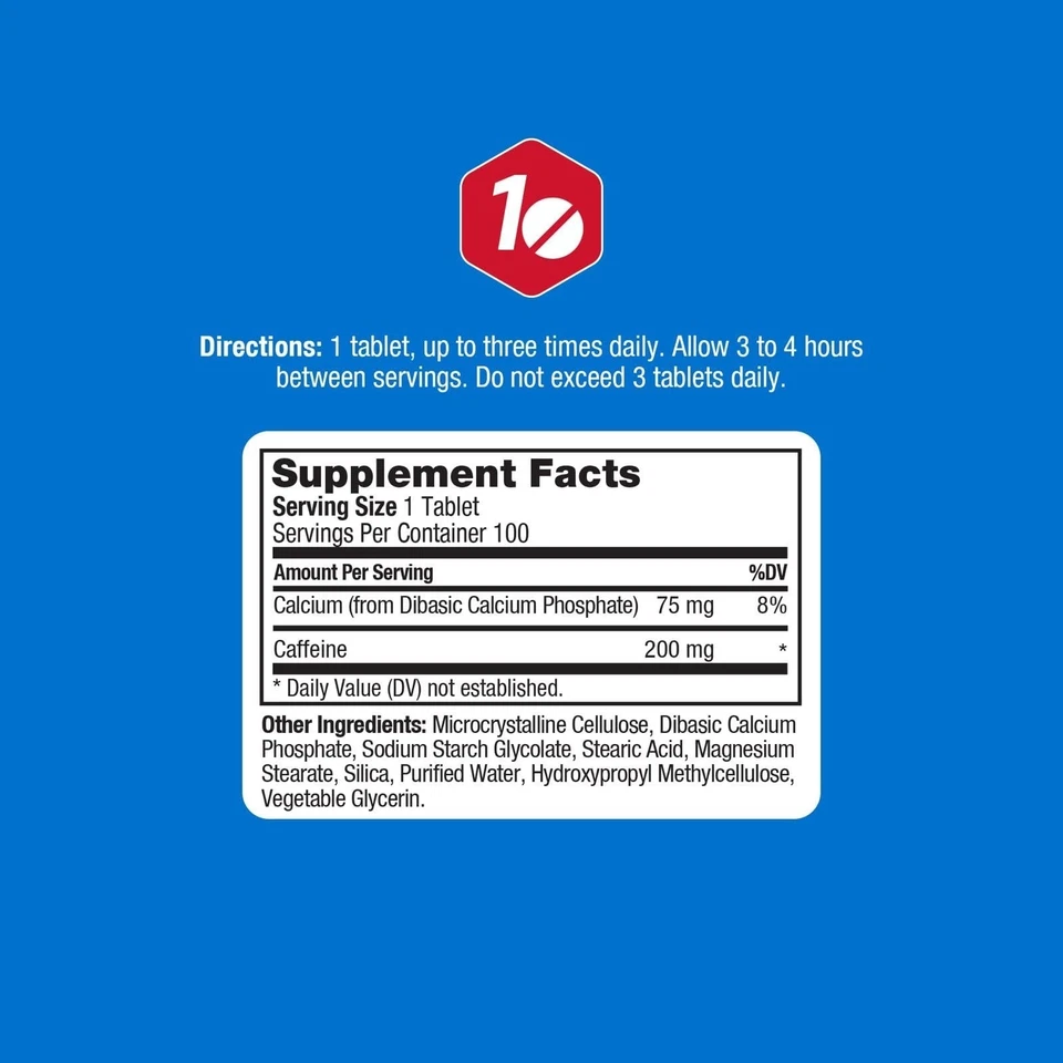 Comprimidos de cafeína ProLab suplemento energético 100 unidades Foto 3 de 4