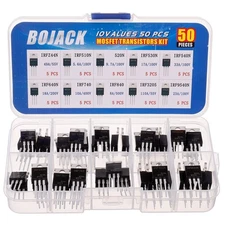 BOJACK 10 Values 50 Pcs IRFZ44N IRF510N IRF530N IRF540N IRF640N IRF740 IRF840...