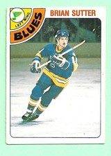 (1) BRIAN SUTTER 1978-79 O-PEE-CHEE # 319 BLUES  ROOKIE VG+ CARD  (N4433). rookie card picture