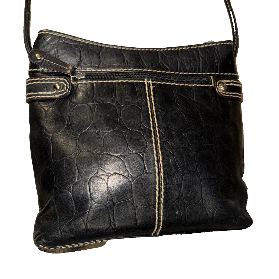 Bolsa tiracolo Tignanello preta jacaré em relevo com fio - Imagem 2 de 4