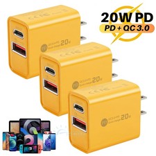 20W Fast Charger USB Type-C PD Quick Charge 3.0 Adapter for iPhone Samsung Lots