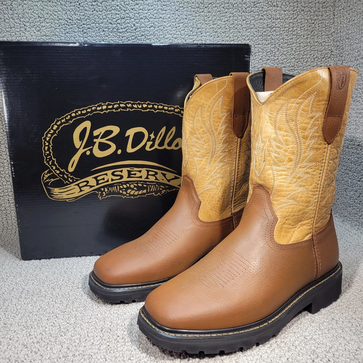 J.B. Dillon Reserve JBRG201 Men\'s US Size 10.5D Oak/Honey Leather Pull on Boots Jb Dillon Boots In Men main image 3