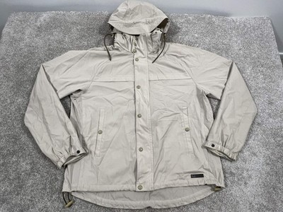 VINTAGE Burberry Brit Jacket Mens XL Brown Hooded Lined Lightweight Windbreaker