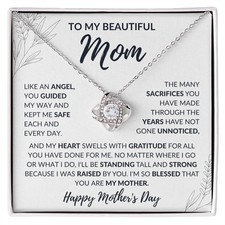 To My Beautiful Mom  Like An Angel You Guided My Way  Love Knot Necklace