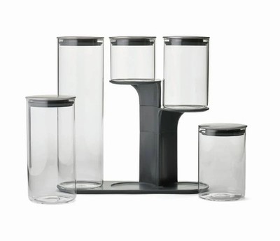 Joseph Joseph - Podium Steel - 5 Piece Glass Storage Container Set With Stand