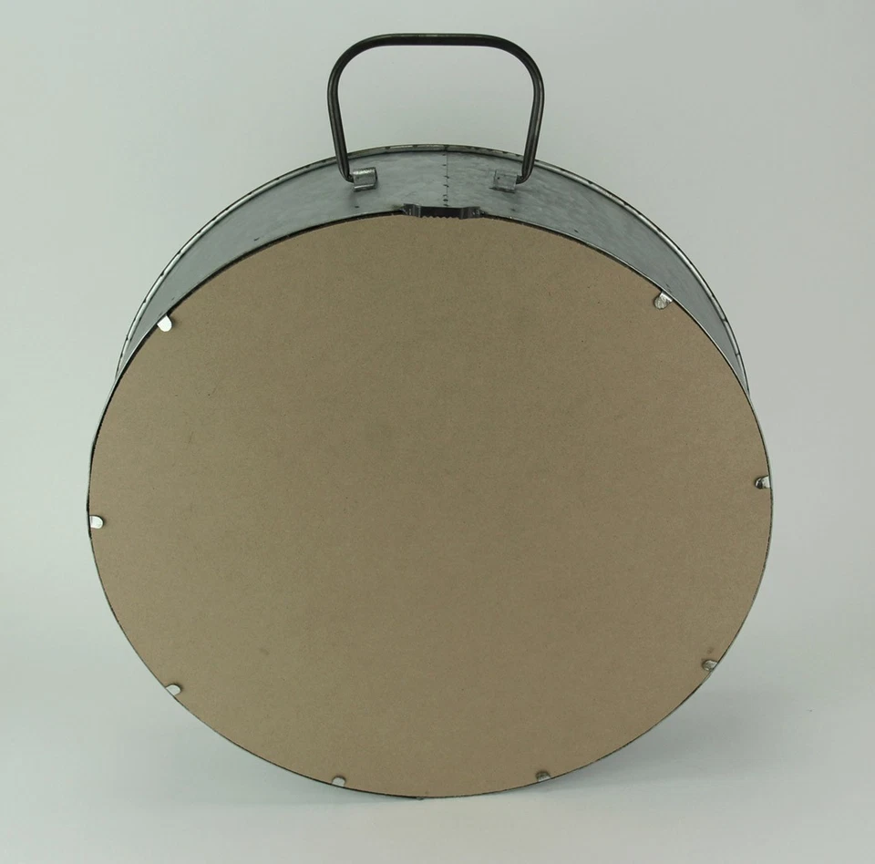 Zeckos Rustic Galvanized Metal Tub Frame Round Wall Mirror with Drawer - Image 3 of 3