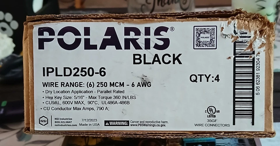 POLARIS IPLD250-6 250 MCM - 6 AWG INSULATED MULTI-TAP CONN 6 PORT (QTY 4 IN BOX) - Image 2 of 4