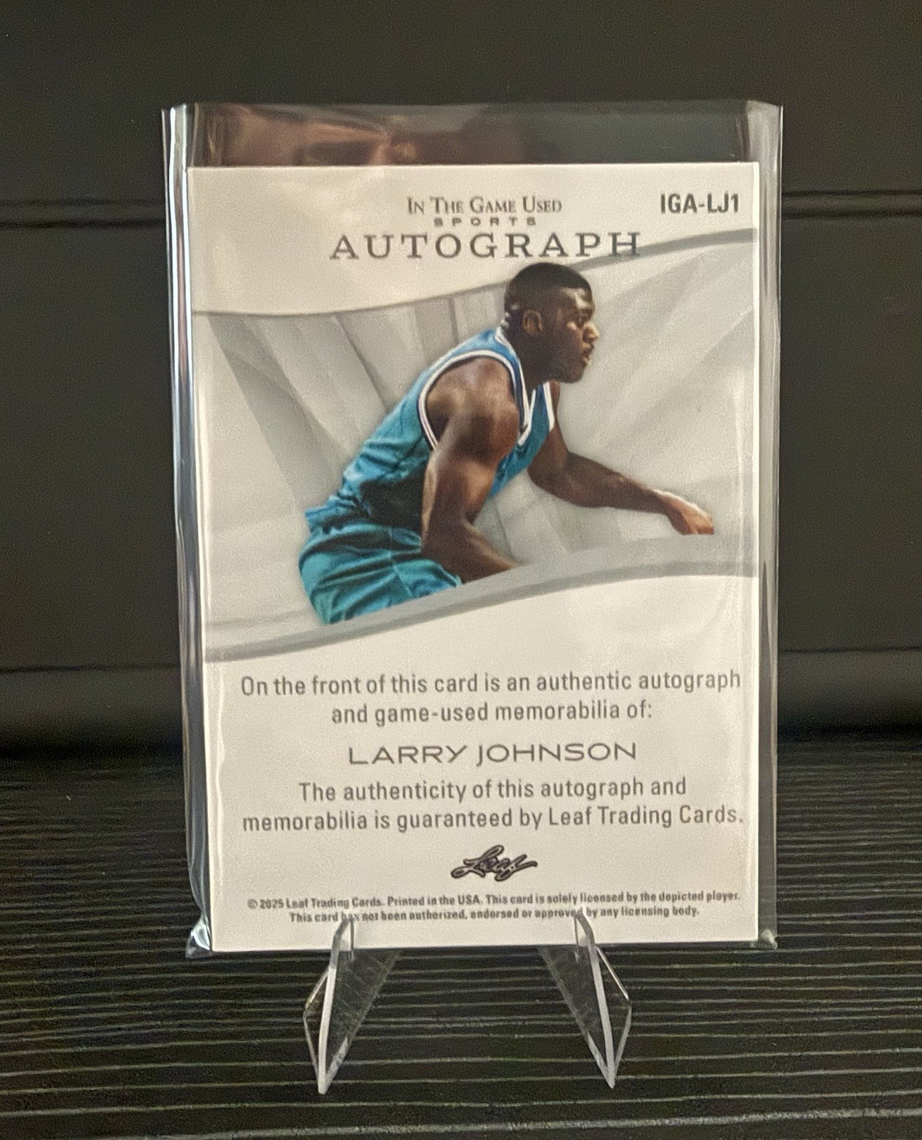 2025 LARRY JOHNSON Leaf In The Game Used Sports Auto Game-Used Memorabilia #3/8 view 2