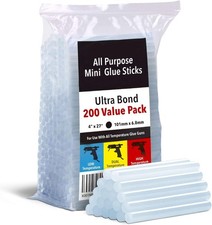 Mini Hot Glue Sticks - 4 in x 0.27 in, Pack of 200 - Universal Fit Glue Gun 0.13 per gallon