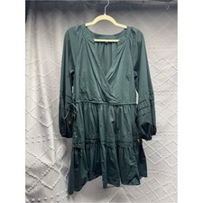 Madewell Green Crinkle PoplinWrap Mini Dress Size L