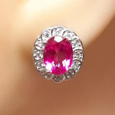 World Class 3.35ctw Pink Topaz & White Sapphire 925 Silver Stud Earrings