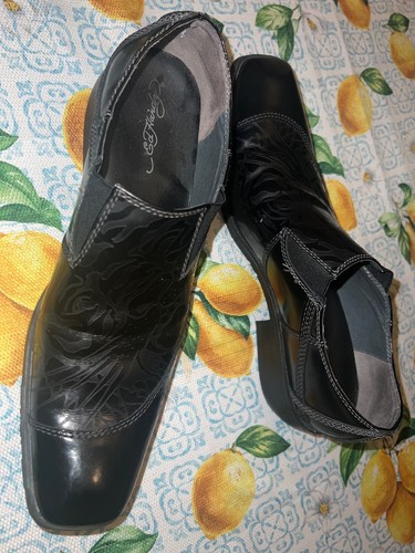 Zapatos de vestir Ed Hardy West Wing para hombre punta cuadrada talla 10 negros - Imagen 22 de 22