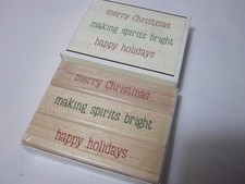 Holiday Messages Stamp Kit 3 Stamps Christmas Holidays Spirits Hero Arts Sunny