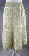 Vintage Talbots Pure Silk Skirt Size 6 Green Blue Mosaic Print Lined Midi
