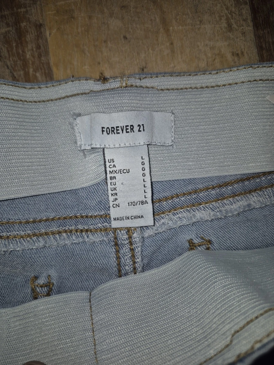 Pantalones de mezclilla para mujer FOREVER 21 ajustados tiro alto lavado ligero elástico L