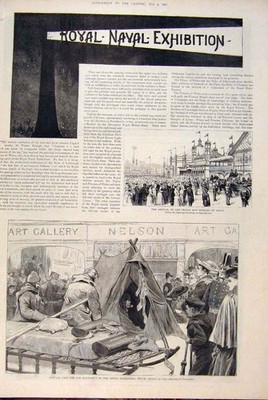Original alter antiker Druck Royal Naval Ausstellung Arktisschlacht Modell 1891 19.