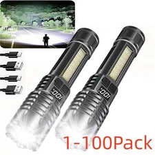 990000000 Lumen Super Bright LED Flashlight Rechargeable Tactical LED Work Light