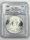1986 $1 American Silver Eagle ICG MS70 Austin Hutto 1 oz Initial Production Coin