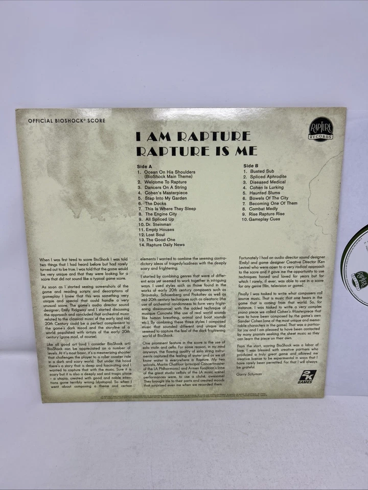 Bioshock 2 Special Edition LP Soundtrack I am Rapture Rapture is Me Vinyl ZA1 Foto 3 de 3