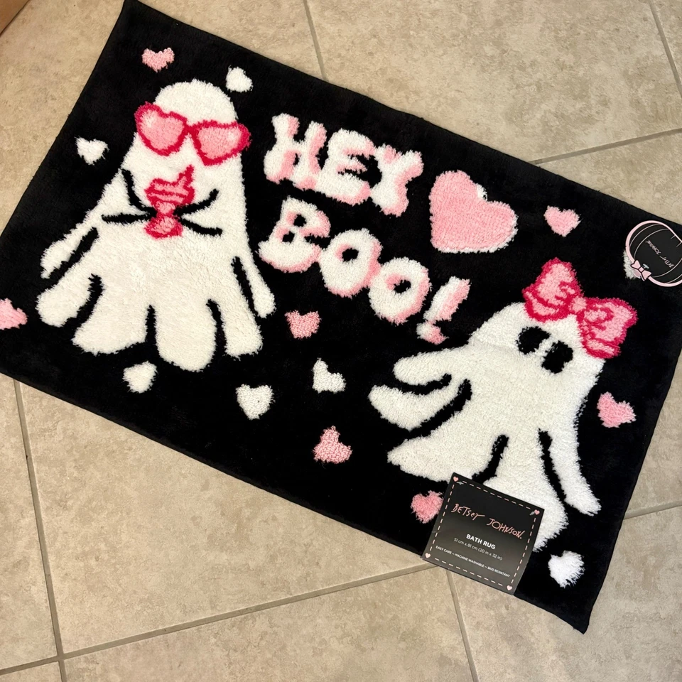 Betsey Johnson Hey Boo Geist Badteppich schwarz rosa Halloween Deko 20 x 32