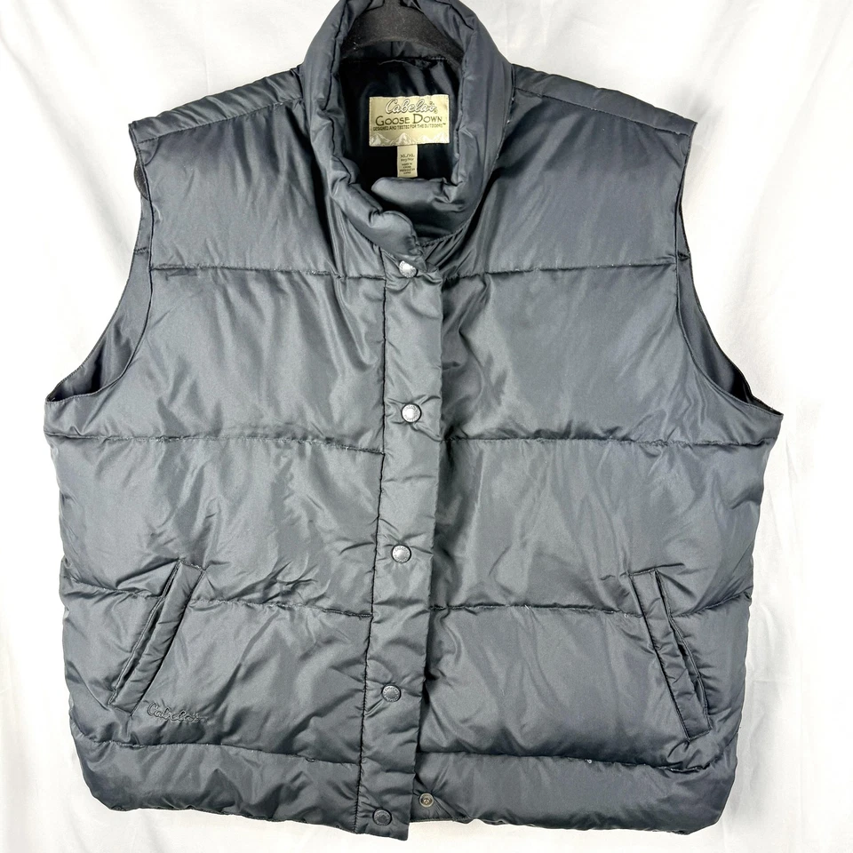 Vest Cabela's Goose Down Puffer Men's XL Gray Snap Front Quilted Insulated Warm - Image 4 of 4