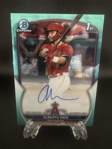 ALBERTO RIOS 2023 Bowman Chrome 1st Aqua Lava Refractor Autograph Auto # /199 🔥