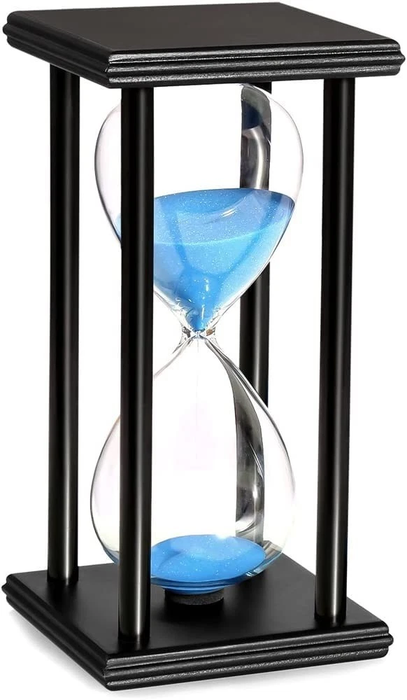 Wooden Hourglass 15 Minute Sand Timer | Black Wooden Stand with Blue Sand |
Opens in a new window or
