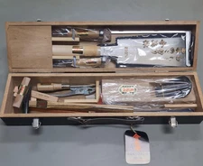 Japanese Vintage Carpenter Tool Set Hand plane Hand saw Chisel etc With case #2