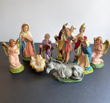 Vintage Italian Nativity Set Christmas Figurines 10 Pcs Paper Mache Italy 1950s