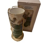 Peacock Stackable Stoneware Mugs 4-Piece w/ Stand from Cracker Barrel Boxed — photo 1